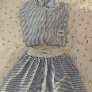Princess Polly Blue Striped Two-Piece Pajama Set